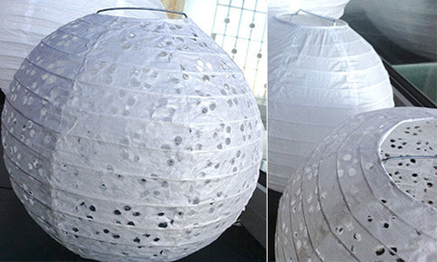 White eyelet round paper lantern