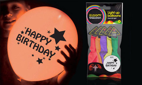 Happy Birthday, glow in the dark illoom balloons