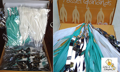 mint, silver and white tassel garlands kit