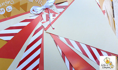 red paper bunting with stripes